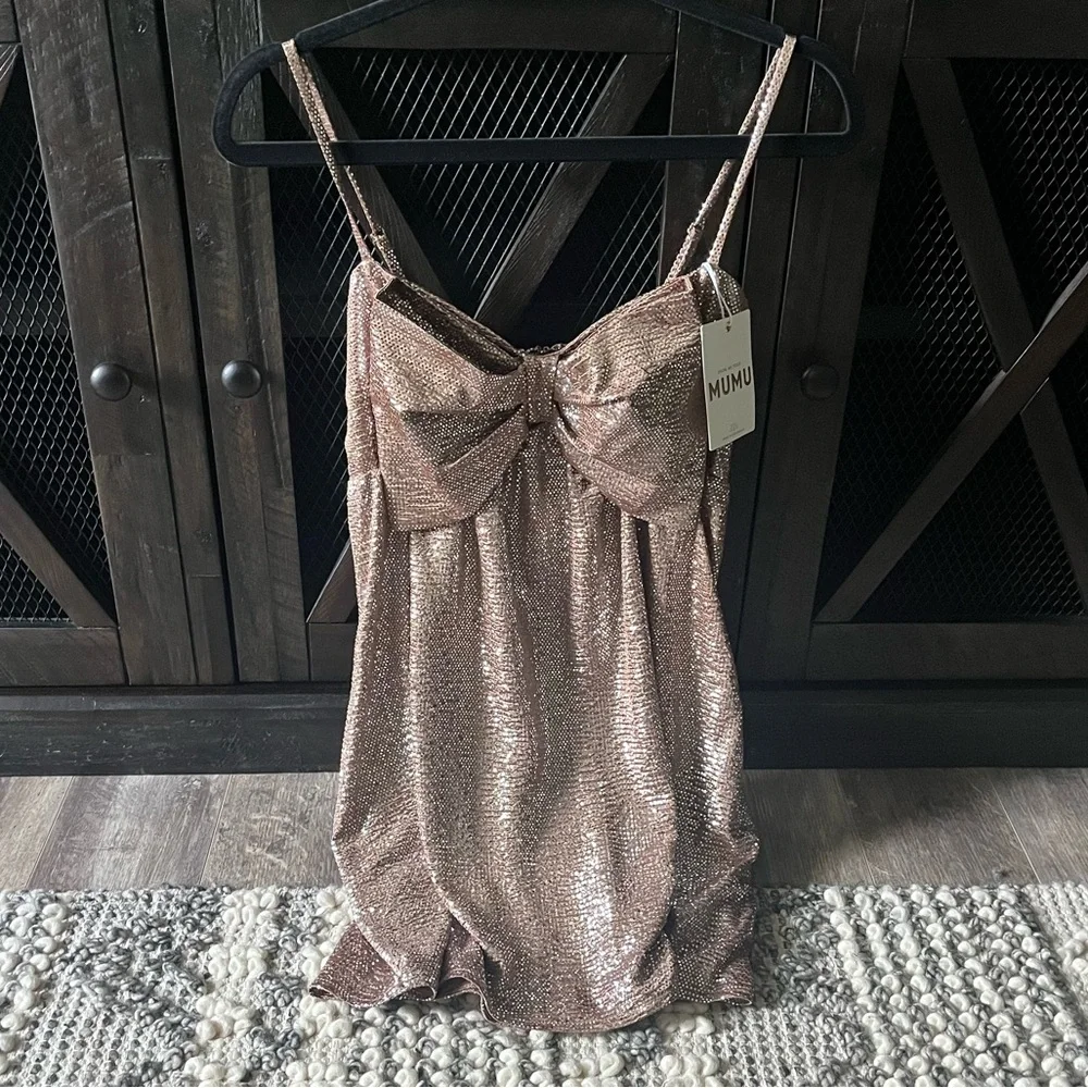 NWT SHOW ME YOUR MUMU STUNNING Best Bow Mini Glittering Party Dress Size: M - Picture 7 of 16